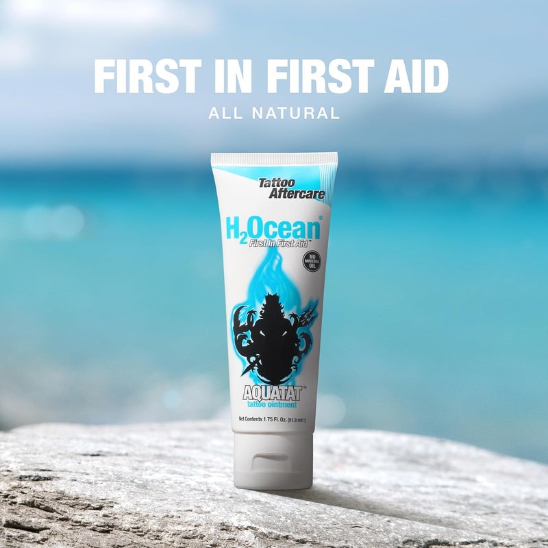 H2Ocean Aquatat Tattoo Healing Ointment - Tattoo Aftercare Cream for Tattoo Supplies - Fragrance- & Dye-Free Tattoo Care Ointment with Vitamins A & B - 1.75 oz - Image 5